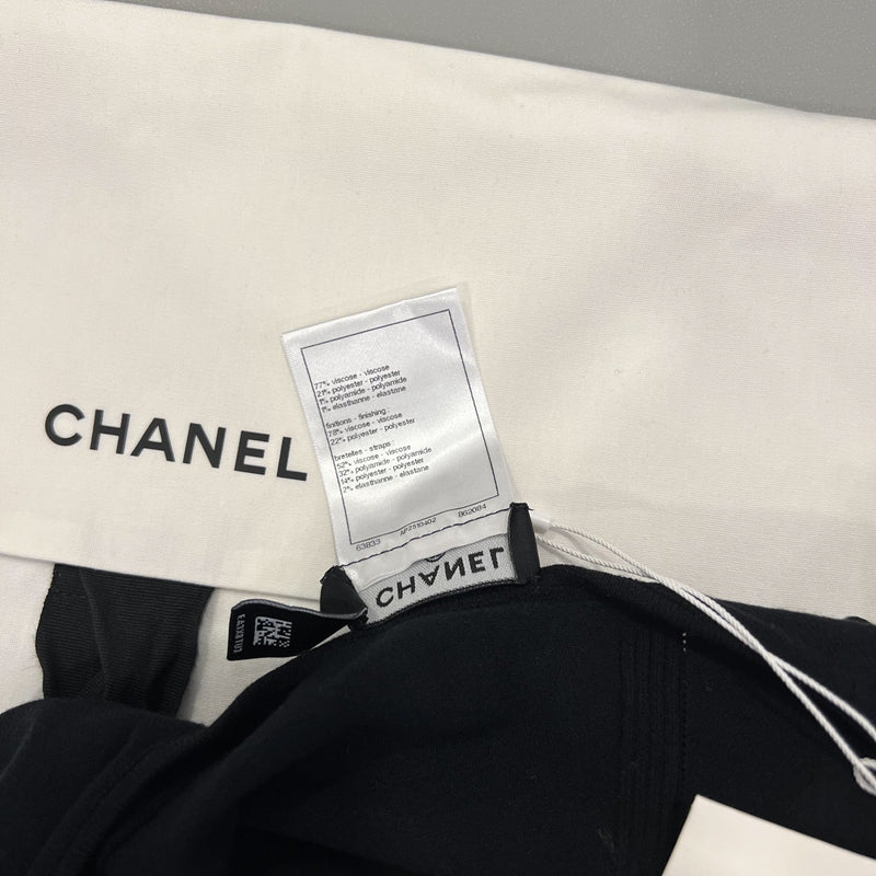 Chanel 24B Long Sleeves Open Back Blouse / Top in Black Viscose and Polyester (Model: P77857)