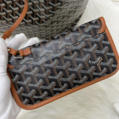 Goyard Saint Louis GM Tote in Black Signature Goyardine Canvas and Brown Trim