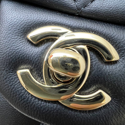 Chanel Classic Top Handle Mini Rectangle Flap in Black Lambskin and LGHW (Model: AS2431)