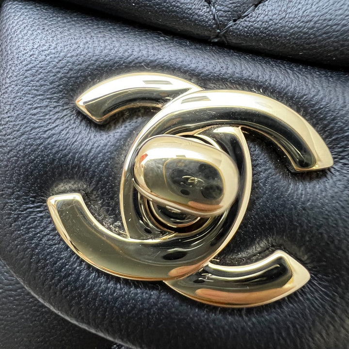 Chanel Classic Top Handle Mini Rectangle Flap in Black Lambskin