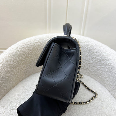 Chanel Classic Top Handle Mini Rectangle Flap in Black Lambskin and LGHW (Model: AS2431)