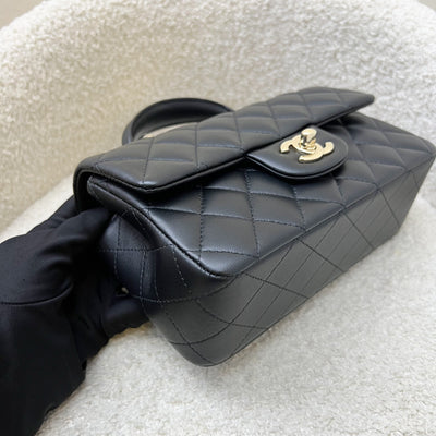 Chanel Classic Top Handle Mini Rectangle Flap in Black Lambskin and LGHW (Model: AS2431)