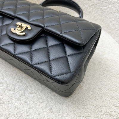 Chanel Classic Top Handle Mini Rectangle Flap in Black Lambskin and LGHW (Model: AS2431)