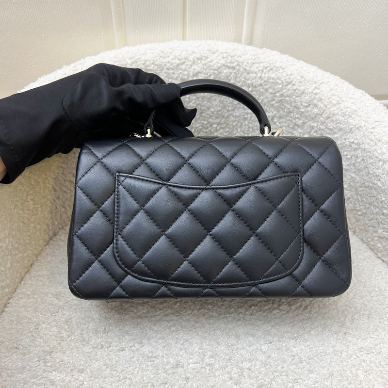 Chanel Classic Top Handle Mini Rectangle Flap in Black Lambskin and LGHW (Model: AS2431)