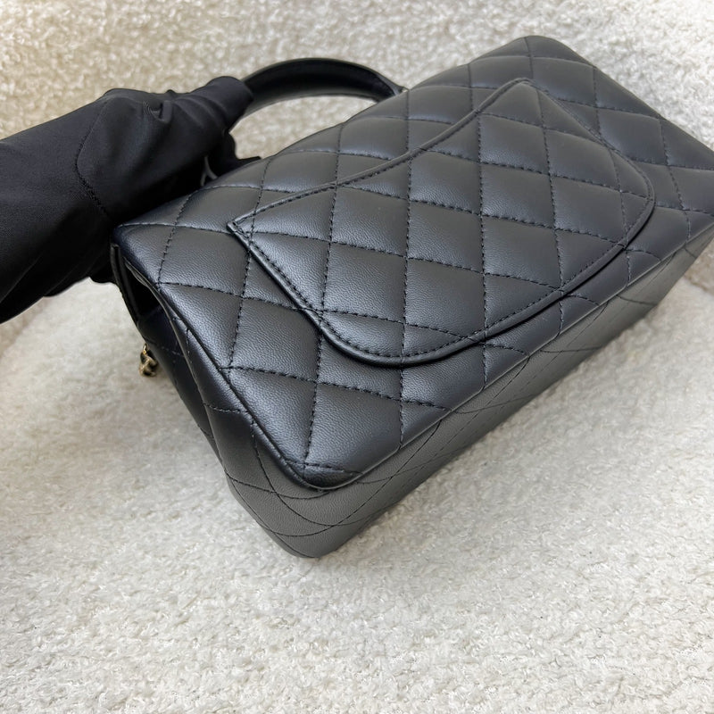 Chanel Classic Top Handle Mini Rectangle Flap in Black Lambskin and LGHW (Model: AS2431)