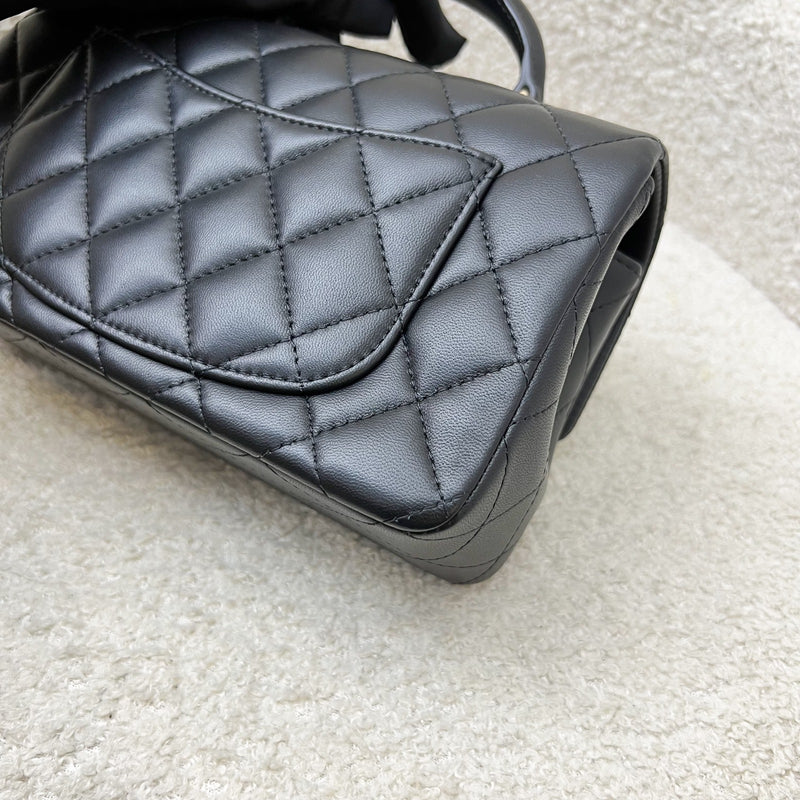 Chanel Classic Top Handle Mini Rectangle Flap in Black Lambskin and LGHW (Model: AS2431)