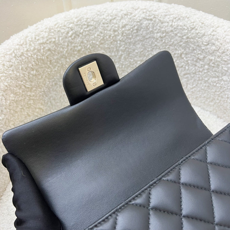 Chanel Classic Top Handle Mini Rectangle Flap in Black Lambskin and LGHW (Model: AS2431)