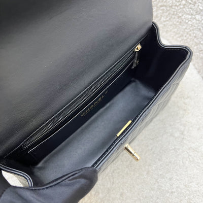 Chanel Classic Top Handle Mini Rectangle Flap in Black Lambskin and LGHW (Model: AS2431)