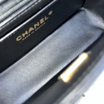 Chanel Classic Top Handle Mini Rectangle Flap in Black Lambskin and LGHW (Model: AS2431)