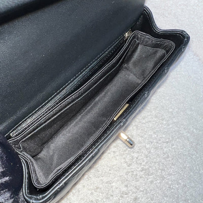 Chanel Classic Top Handle Mini Rectangle Flap in Black Lambskin and LGHW (Model: AS2431)