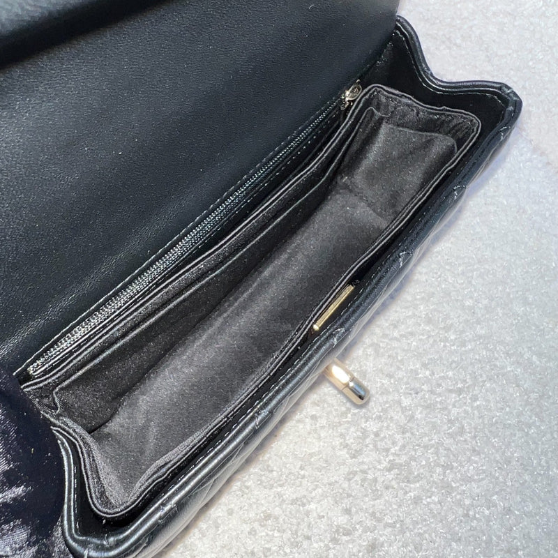 Chanel Classic Top Handle Mini Rectangle Flap in Black Lambskin and LGHW (Model: AS2431)