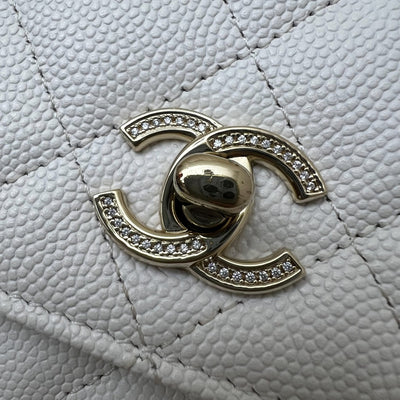Chanel 25P Wallet on Chain WOC in White Caviar and LGHW (Model: AP4299)