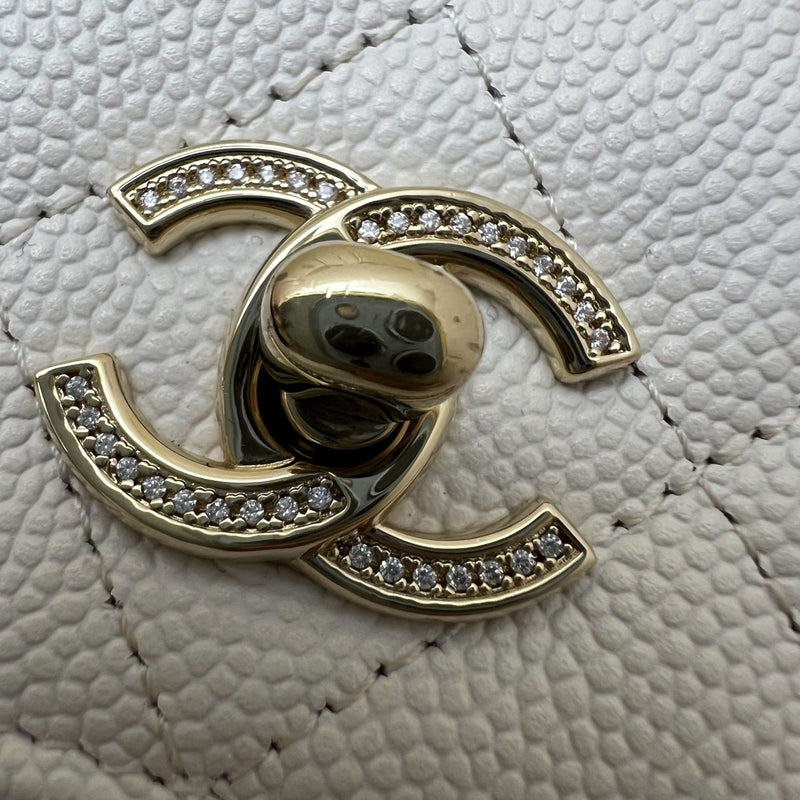 Chanel 25P Wallet on Chain WOC in White Caviar and LGHW (Model: AP4299)