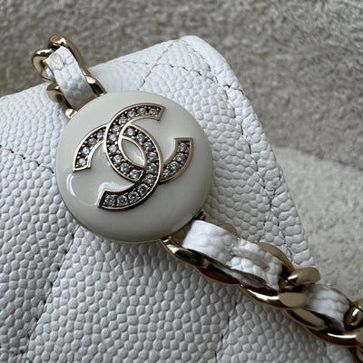 Chanel 25P Wallet on Chain WOC in White Caviar and LGHW (Model: AP4299)