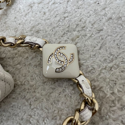 Chanel 25P Wallet on Chain WOC in White Caviar and LGHW (Model: AP4299)