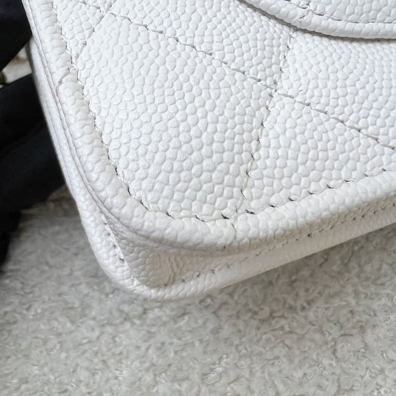 Chanel 25P Wallet on Chain WOC in White Caviar and LGHW (Model: AP4299)