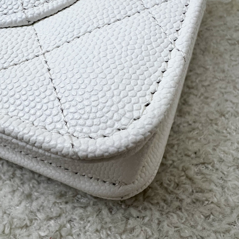 Chanel 25P Wallet on Chain WOC in White Caviar and LGHW (Model: AP4299)