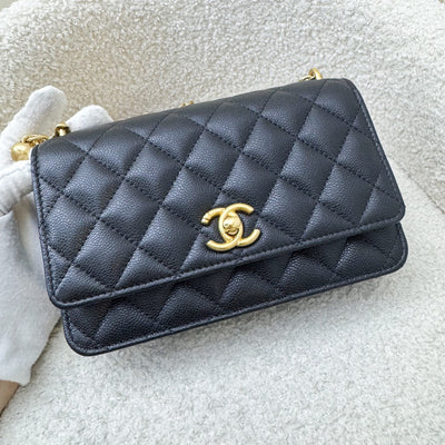 Chanel 24P Heart Adjustable Wallet on Chain WOC in Black Caviar and AGHW (Model: AP3201)