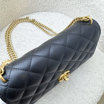 Chanel 24P Heart Adjustable Wallet on Chain WOC in Black Caviar and AGHW (Model: AP3201)