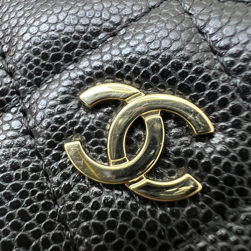 [Below Retail!] Chanel 25P Vanity / Clutch with Chain (LP Style Bag) in Black Caviar and LGHW (Model: AP4385)