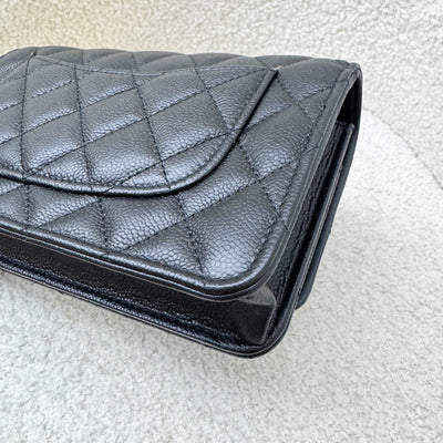 Chanel 24P Heart Adjustable Wallet on Chain WOC in Black Caviar and AGHW (Model: AP3201)