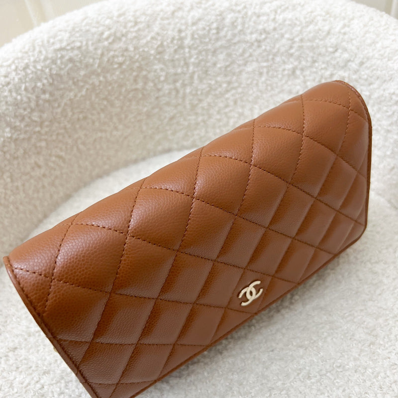 Chanel Classic Wallet on Chain WOC in 23A Toffee Brown Caviar and LGHW