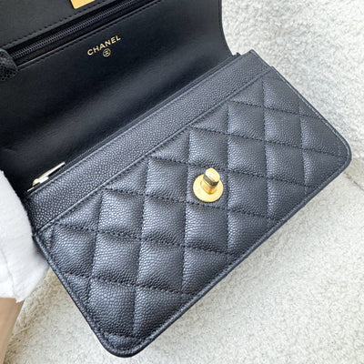 Chanel 24P Heart Adjustable Wallet on Chain WOC in Black Caviar and AGHW (Model: AP3201)