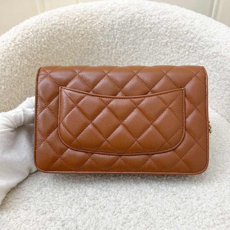 Chanel Classic Wallet on Chain WOC in 23A Toffee Brown Caviar and LGHW