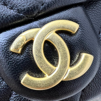 Chanel 25C Small Hobo Bag in Black Shiny Lambskin and AGHW (Model: AS5339)