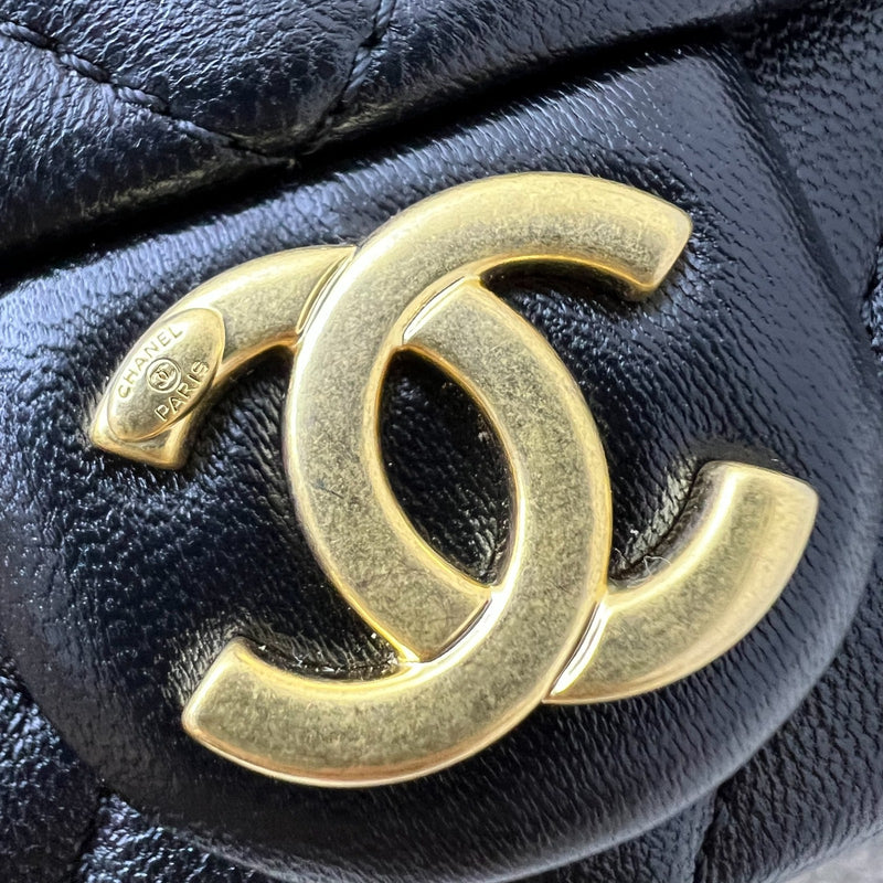 Chanel 25C Small Hobo Bag in Black Shiny Lambskin and AGHW (Model: AS5339)