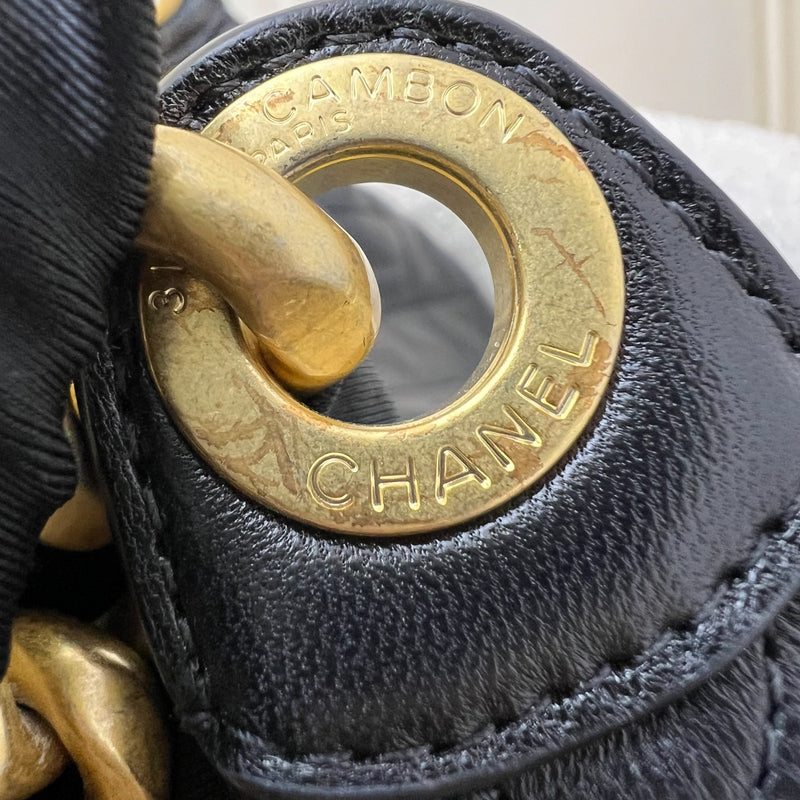 Chanel 25C Small Hobo Bag in Black Shiny Lambskin and AGHW (Model: AS5339)