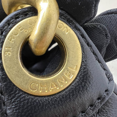 Chanel 25C Small Hobo Bag in Black Shiny Lambskin and AGHW (Model: AS5339)