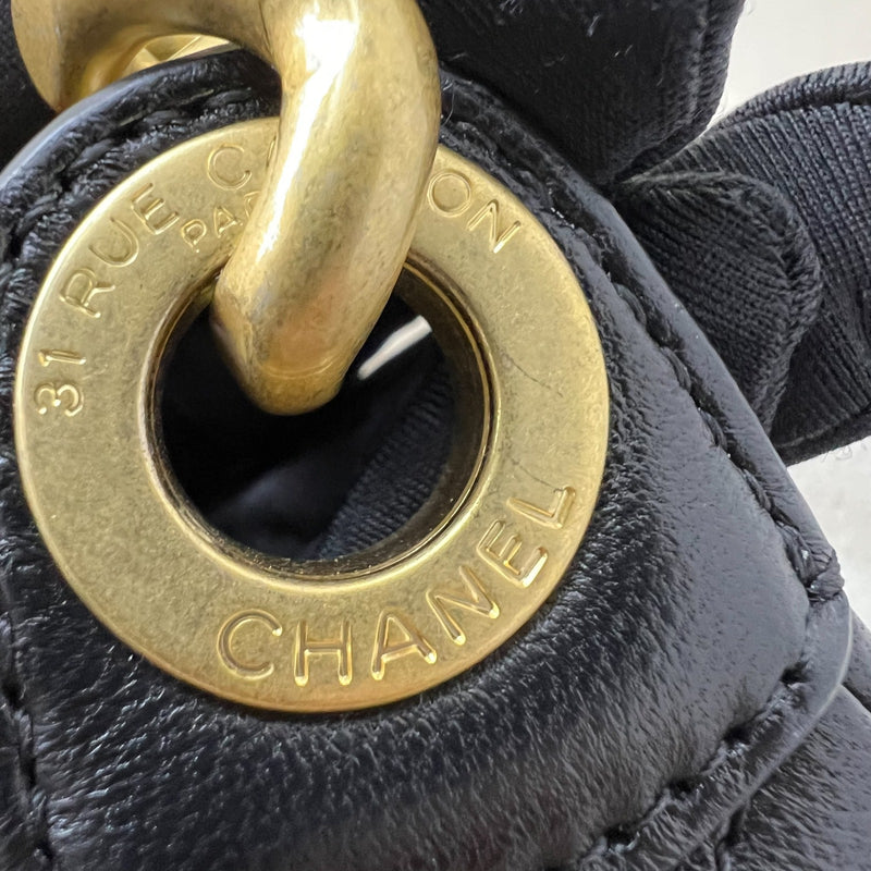 Chanel 25C Small Hobo Bag in Black Shiny Lambskin and AGHW (Model: AS5339)