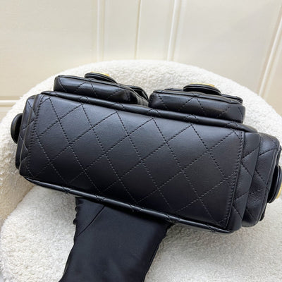Chanel 25C Small Hobo Bag in Black Shiny Lambskin and AGHW (Model: AS5339)