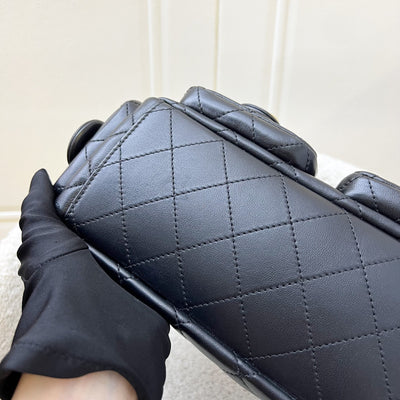 Chanel 25C Small Hobo Bag in Black Shiny Lambskin and AGHW (Model: AS5339)