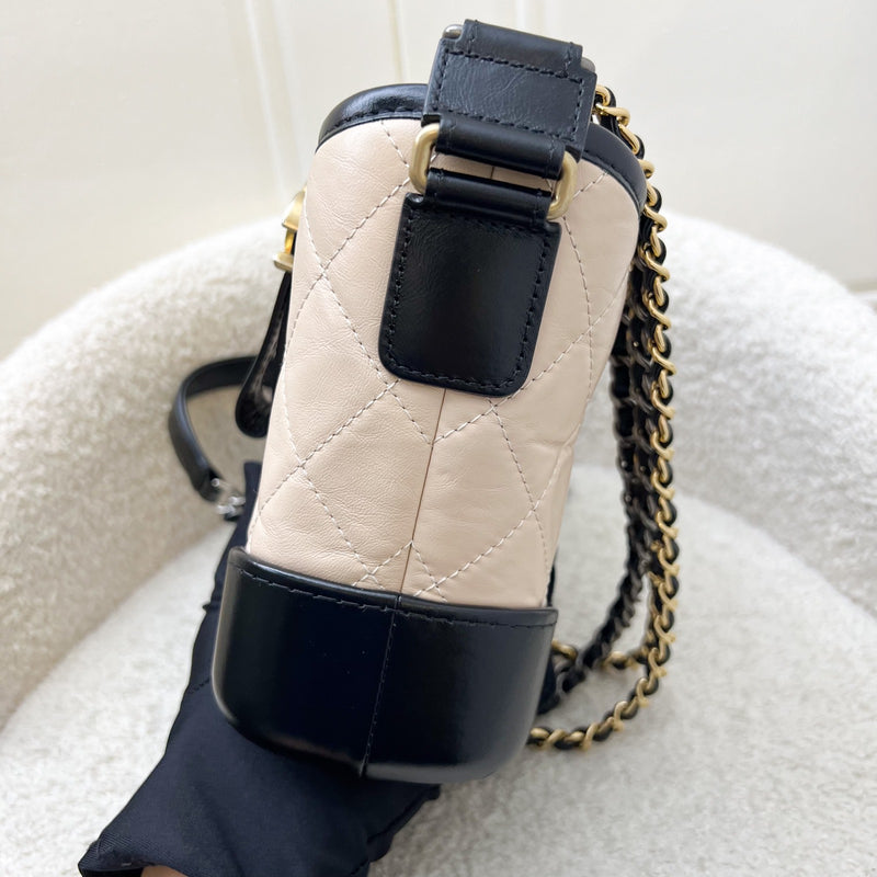 Chanel Small Gabrielle Hobo in Beige Distressed Calfskin, Black Base and 3 Tone HW