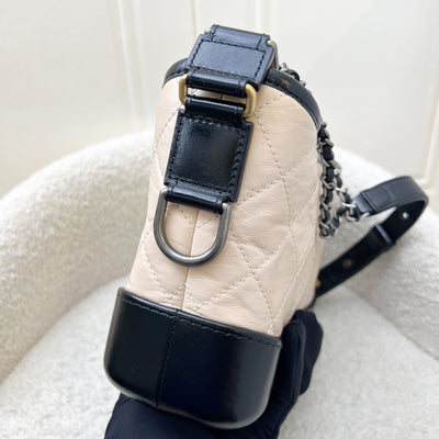 Chanel Small Gabrielle Hobo in Beige Distressed Calfskin, Black Base and 3 Tone HW