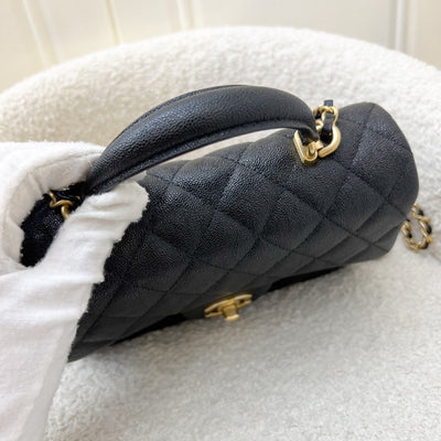 Chanel Top Handle Mini Rectangle Flap in 21S Black Caviar and AGHW