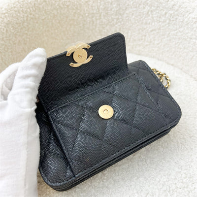 Chanel Seasonal 22A Mini Wallet on Chain WOC in Black Caviar GHW