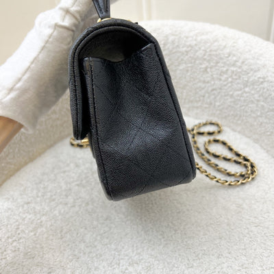 Chanel Top Handle Mini Rectangle Flap in 21S Black Caviar and AGHW