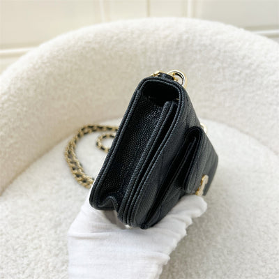 Chanel Seasonal 22A Mini Wallet on Chain WOC in Black Caviar GHW