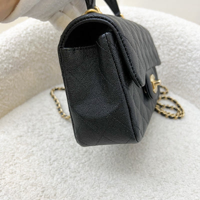 Chanel Top Handle Mini Rectangle Flap in 21S Black Caviar and AGHW