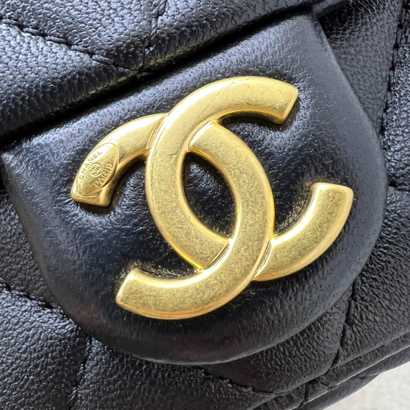 Chanel 25C Small Hobo Bag in Black Shiny Lambskin and AGHW (Model: AS5339)