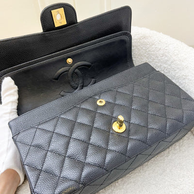 Chanel Medium Classic Flap CF in Black Caviar and GHW (Model: A01112)