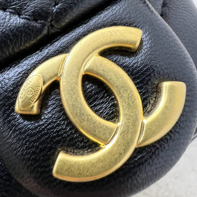 Chanel 25C Small Hobo Bag in Black Shiny Lambskin and AGHW (Model: AS5339)