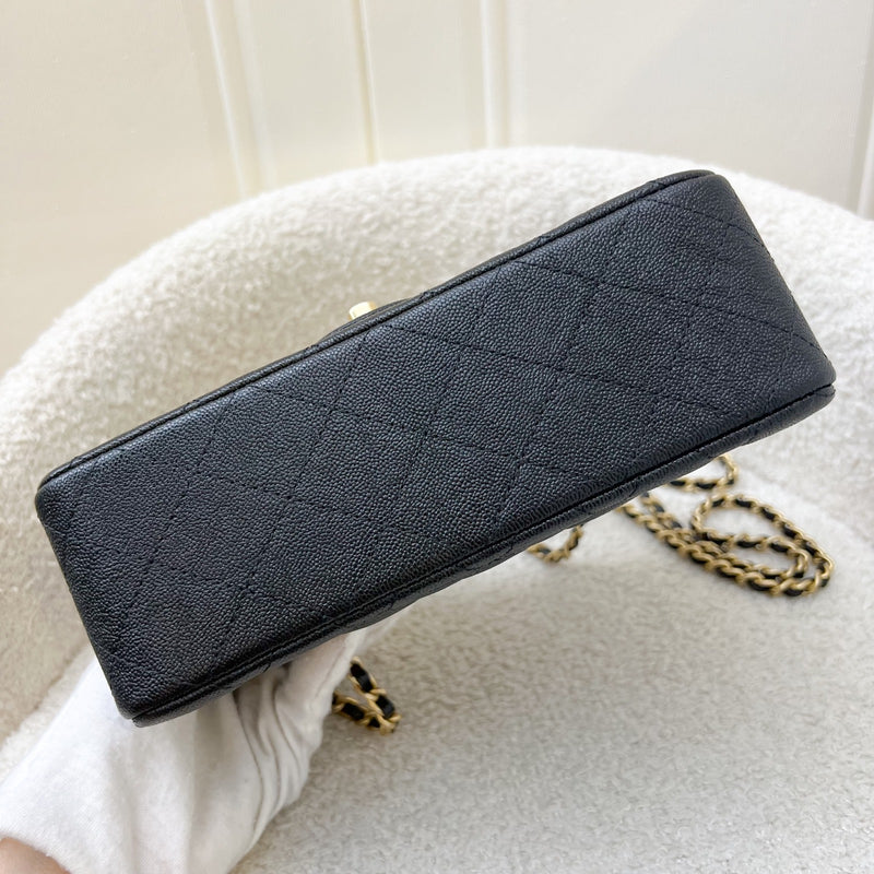 Chanel Top Handle Mini Rectangle Flap in 21S Black Caviar and AGHW