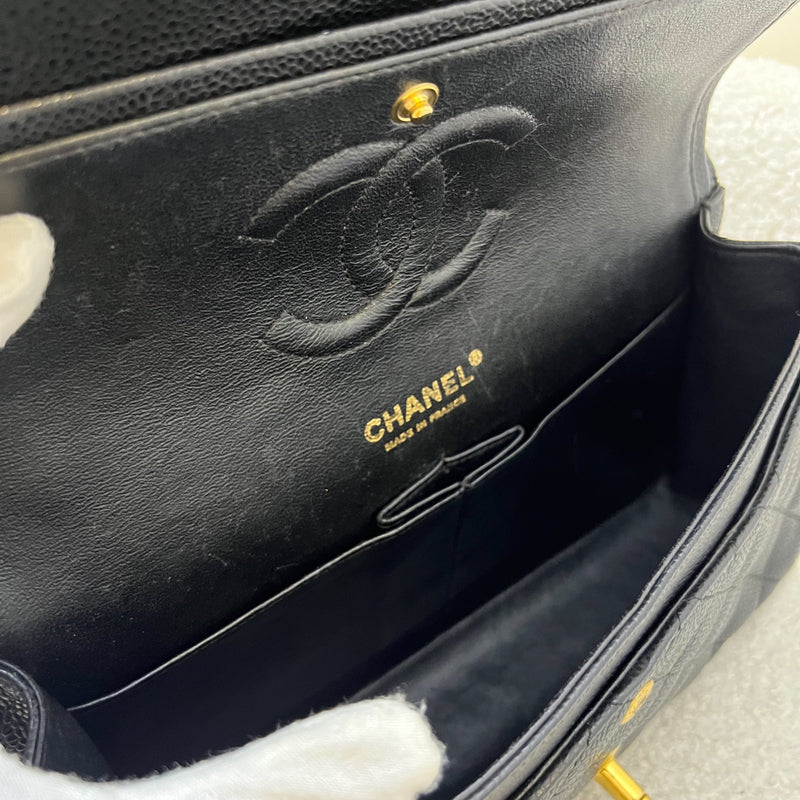 Chanel Medium Classic Flap CF in Black Caviar and GHW (Model: A01112)