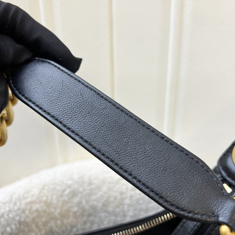 Chanel 25C Small Hobo Bag in Black Shiny Lambskin and AGHW (Model: AS5339)