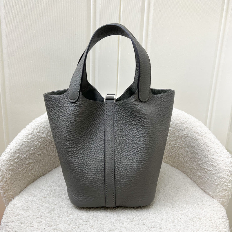 Hermes Picotin 18 in Gris Meyer Clemence Leather and PHW