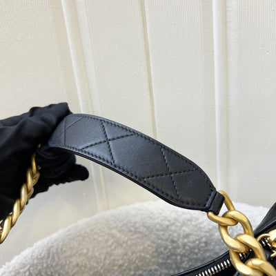 Chanel 25C Small Hobo Bag in Black Shiny Lambskin and AGHW (Model: AS5339)